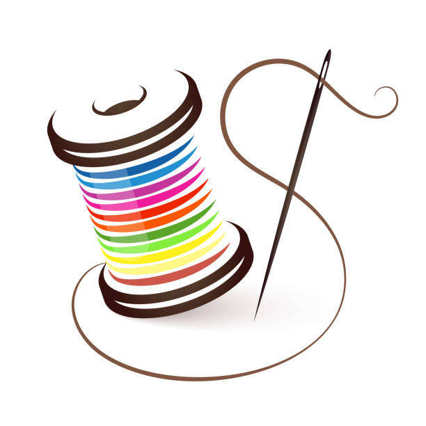 needle and coil of colored thread for sewing